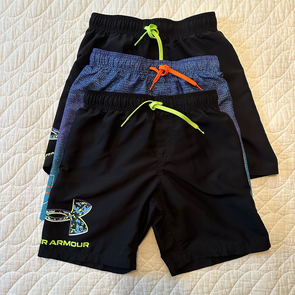 Lot of 3, Boys Under Armour Swim Trunks Youth XL